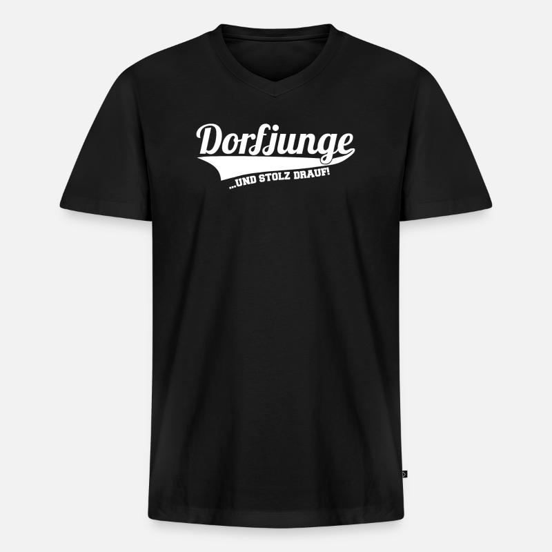 Dorfkind - Dorfjunge - Männer Premium Bio T-Shirt mit V-Ausschnitt - Schwarz