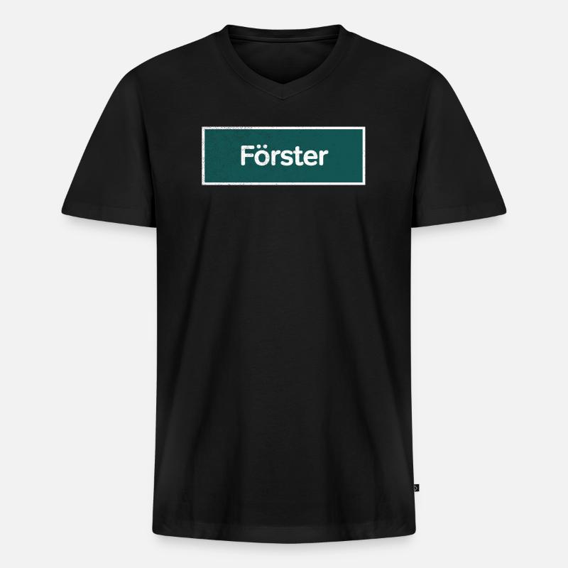 Förster - Männer Premium Bio T-Shirt mit V-Ausschnitt - Schwarz