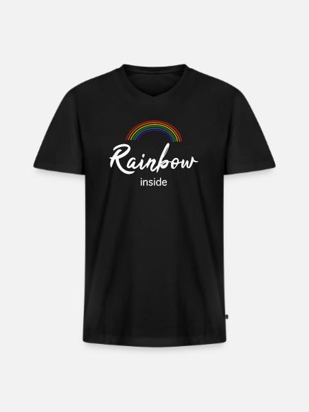 Rainbow inside - Männer Premium Bio T-Shirt mit V-Ausschnitt - Schwarz