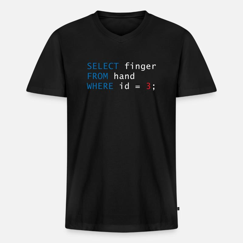 Codefinger - Männer Premium Bio T-Shirt mit V-Ausschnitt - Schwarz