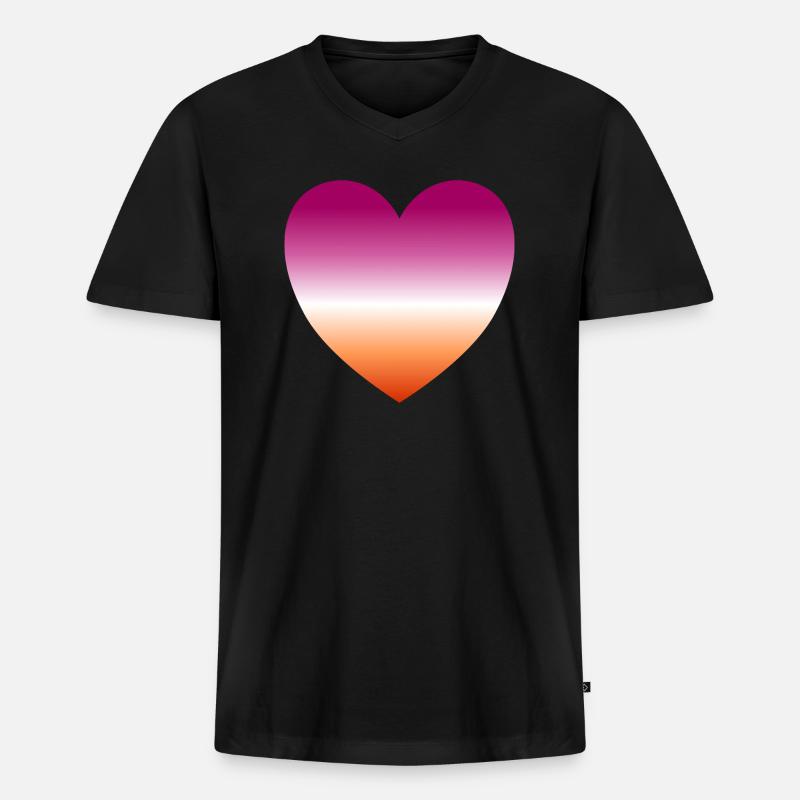 Lesbisches Herz - Männer Premium Bio T-Shirt mit V-Ausschnitt - Schwarz