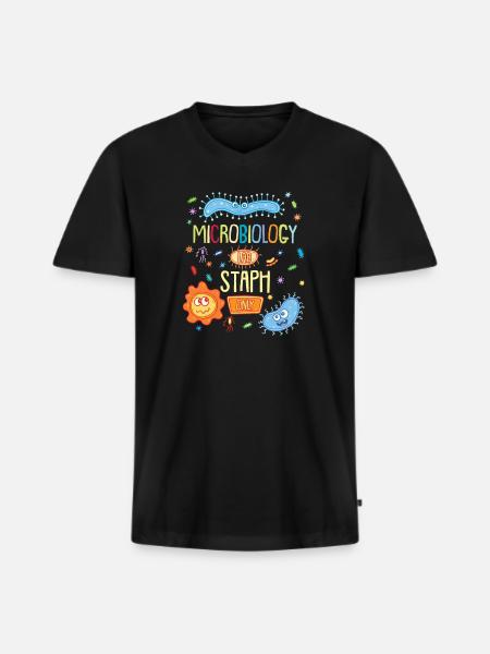 MICROBIOLOGIST: Microbiology Lab Staph Only - Men's Premium Organic T-shirt with V-neck - black