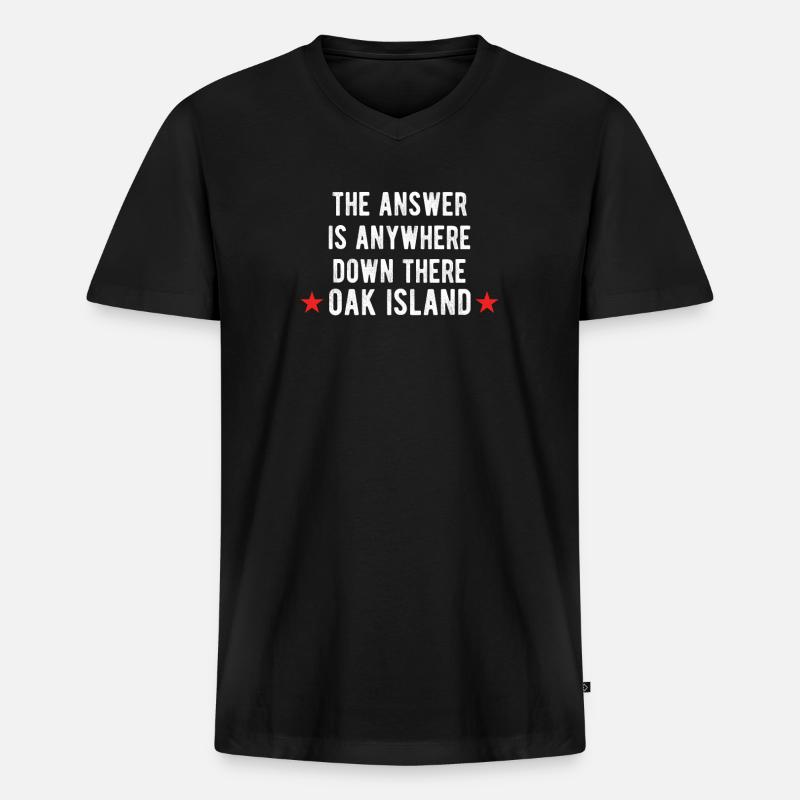 OAK ISLAND : the answer - Männer Premium Bio T-Shirt mit V-Ausschnitt - Schwarz