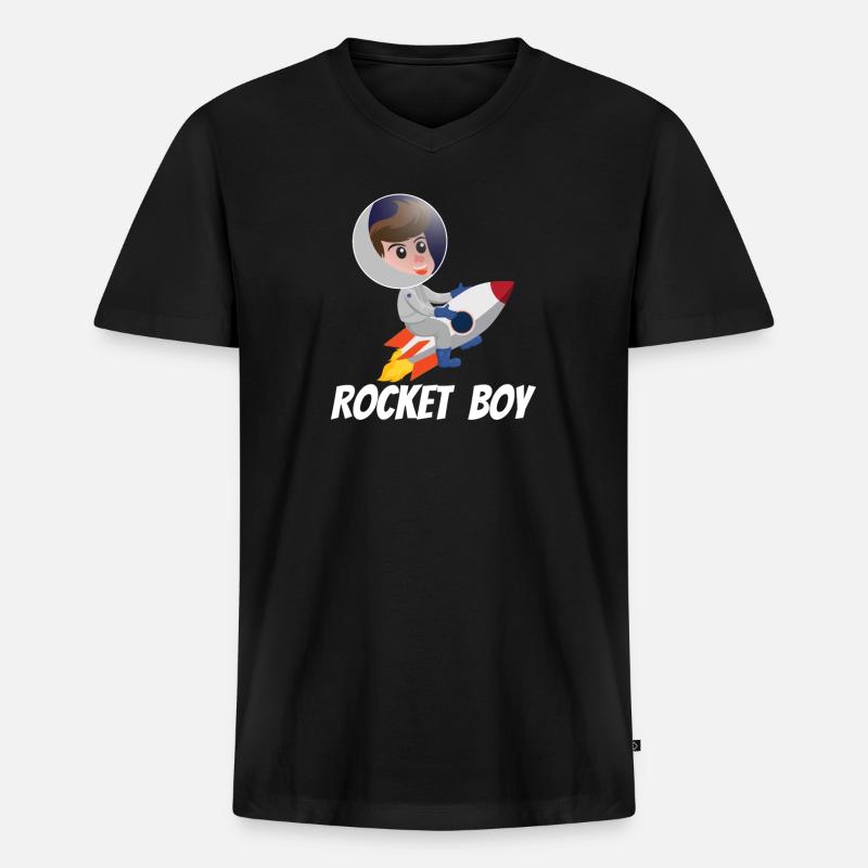 SPACE / ROCKET: Rocket Boy - Männer Premium Bio T-Shirt mit V-Ausschnitt - Schwarz