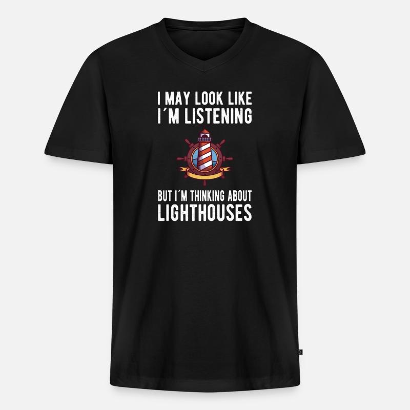 Leuchtturm Seaside lighthouses - Männer Premium Bio T-Shirt mit V-Ausschnitt - Schwarz