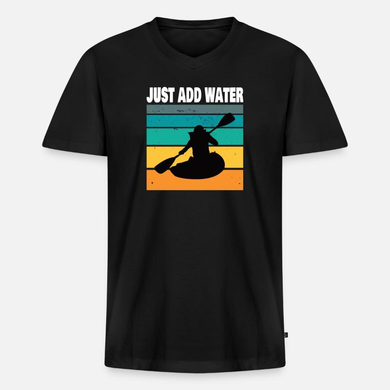 Kajak Kajakfahrer Paddelboot Geschenkidee - Männer Premium Bio T-Shirt mit V-Ausschnitt - Schwarz