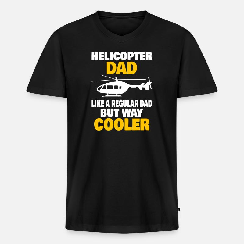 Hubschrauberpilot Luftfahrt Helicopter Dad - Männer Premium Bio T-Shirt mit V-Ausschnitt - Schwarz