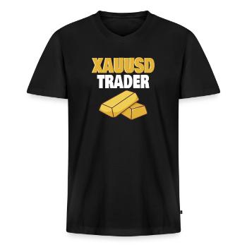 Gold Trader Forex Trader XAUUSD Trader - T-shirt encolure en V Premium bio Homme - noir - Devant - Nico (187cm)