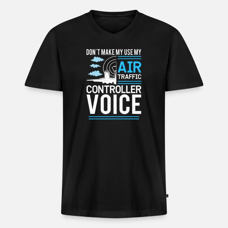 Air Traffic Controller Flight Service - Men's Premium Organic T-shirt with V-neck - black
