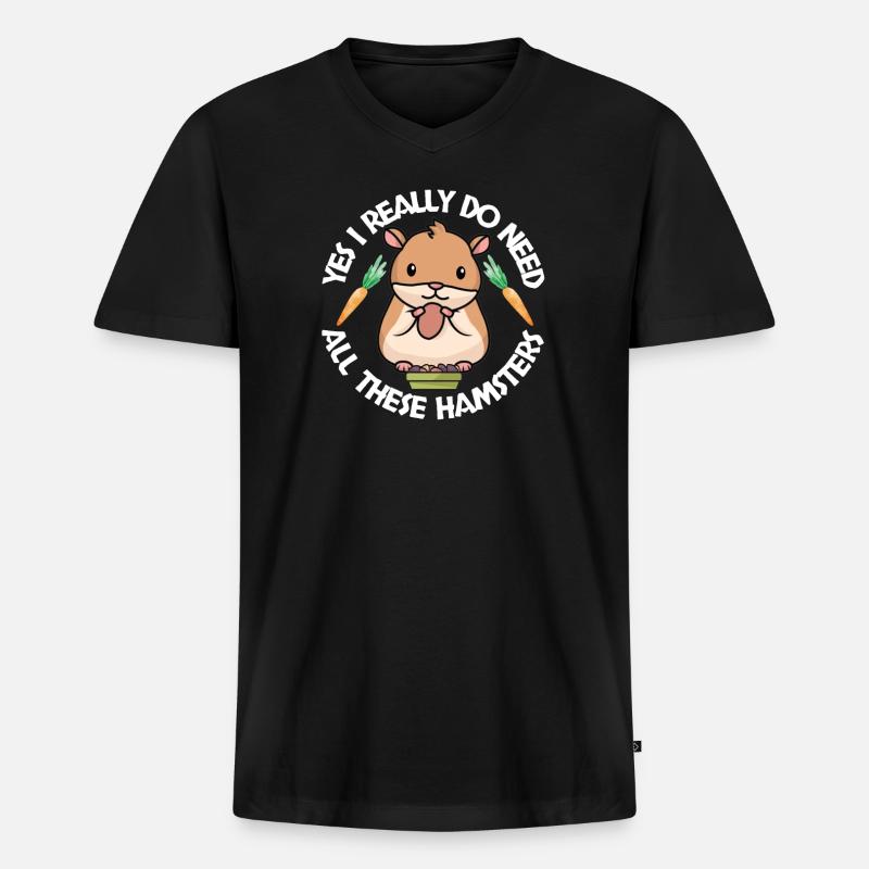 Hamster Fan Hamster Lover Hamsters - Männer Premium Bio T-Shirt mit V-Ausschnitt - Schwarz