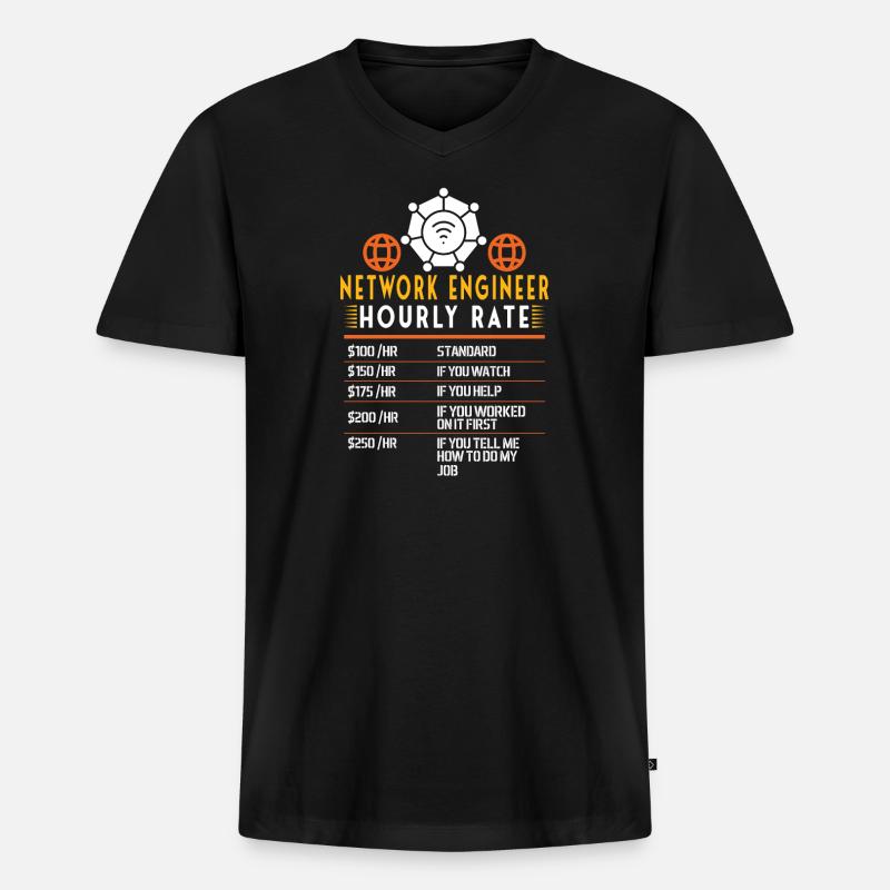 Netzwerkingenieur Sysadmin Lover System Admin - Männer Premium Bio T-Shirt mit V-Ausschnitt - Schwarz