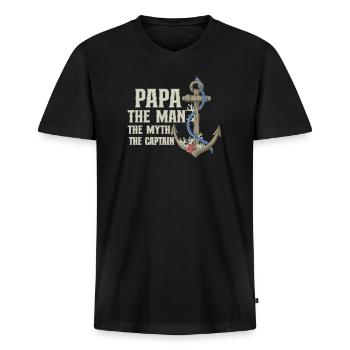 Boating Dad Boat Captain Pontoon Sailor Cruising - Men's Premium Organic T-shirt with V-neck - black - Front - Nico (187cm)