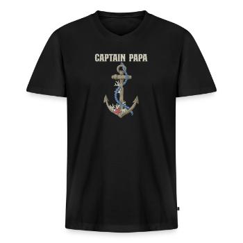 Boating Dad Boat Captain Pontoon Sailor Cruising - Men's Premium Organic T-shirt with V-neck - black - Front - Nico (187cm)