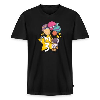 Astronaut Astronomy Solar System Space Kids - Men's Premium Organic T-shirt with V-neck - black - Front - Nico (187cm)