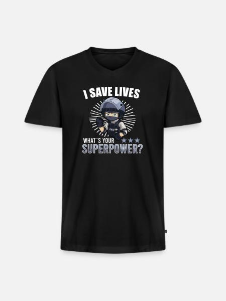 Police Cop Officer Police Office - Men's Premium Organic T-shirt with V-neck - black