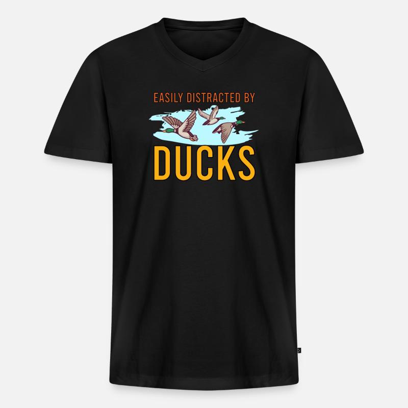 Entenjagd Entenjäger Vogeljagd - Männer Premium Bio T-Shirt mit V-Ausschnitt - Schwarz