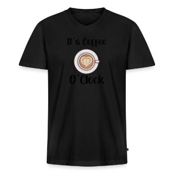 Coffee Lover Caffeine Molecule Java Latte Espresso - Men's Premium Organic T-shirt with V-neck - black - Front - Nico (187cm)