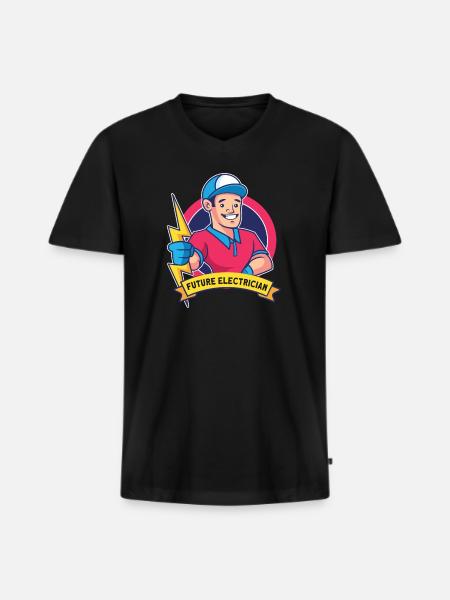 Electrician Electrical Engineer Lineman Electrical - Men's Premium Organic T-shirt with V-neck - black