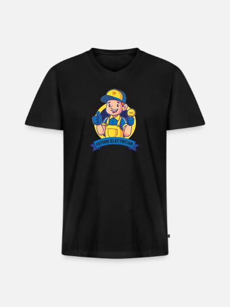 Electrician Electrical Engineer Lineman Electrical - Men's Premium Organic T-shirt with V-neck - black