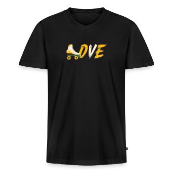 Roller Skate Roller Skating Roller Derby - T-shirt encolure en V Premium bio Homme - noir - Devant - Nico (187cm)