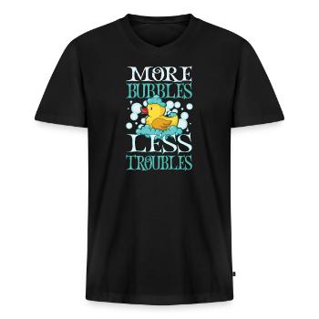 Production de savon Bulles de savon - T-shirt encolure en V Premium bio Homme - noir - Devant - Nico (187cm)