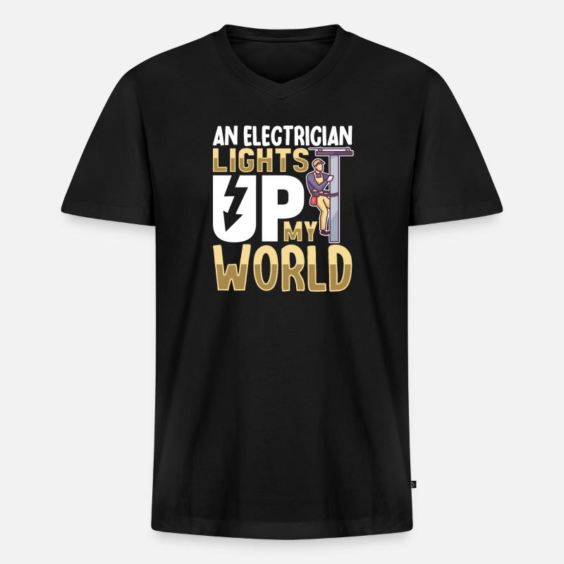 Electrician Electrical Engineer Lineman Electrical - Männer Premium Bio T-Shirt mit V-Ausschnitt - Schwarz
