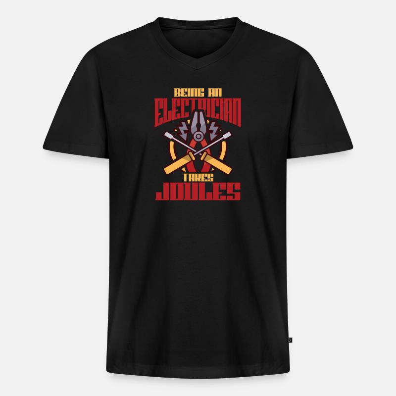 Electrician Electrical Engineer Lineman Electrical - Männer Premium Bio T-Shirt mit V-Ausschnitt - Schwarz