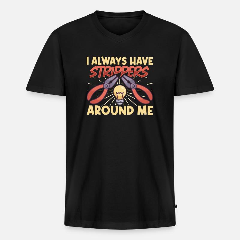 Electrician Electrical Engineer Lineman Electrical - Männer Premium Bio T-Shirt mit V-Ausschnitt - Schwarz