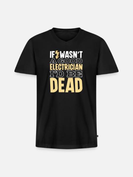 Electrician Electrical Engineer Lineman Electrical - Männer Premium Bio T-Shirt mit V-Ausschnitt - Schwarz