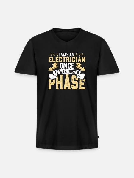 Electrician Electrical Engineer Lineman Electrical - Men's Premium Organic T-shirt with V-neck - black
