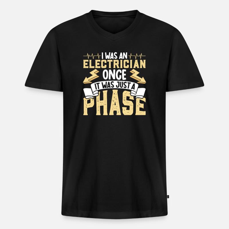 Electrician Electrical Engineer Lineman Electrical - Männer Premium Bio T-Shirt mit V-Ausschnitt - Schwarz