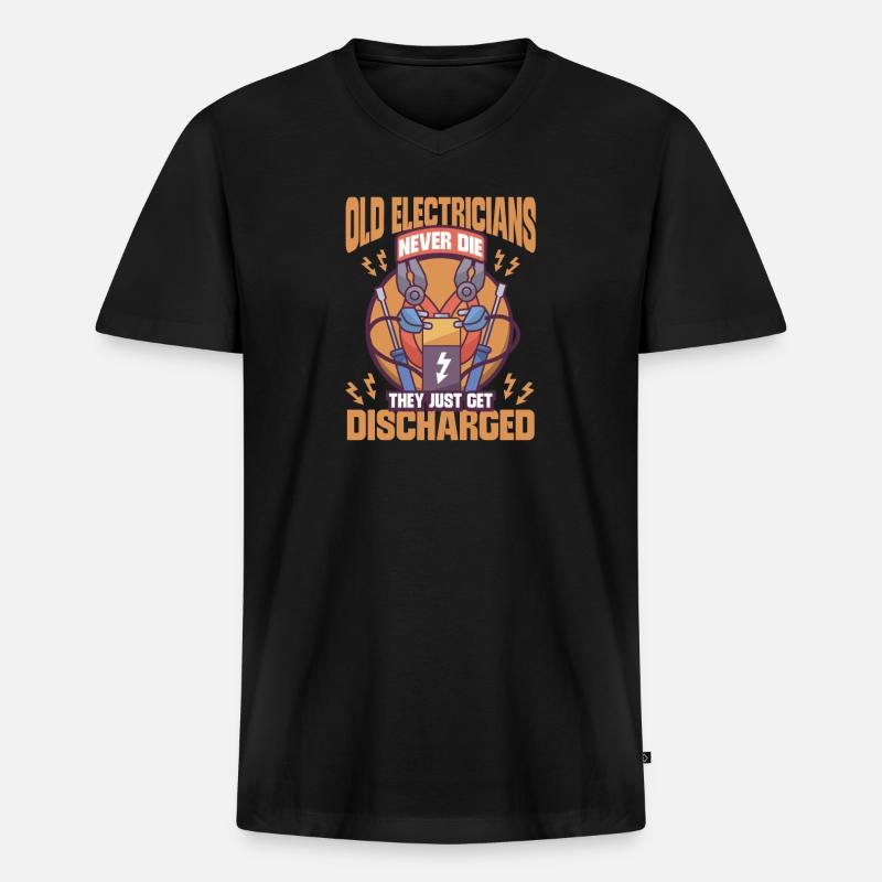 Electrician Electrical Engineer Lineman Electrical - Männer Premium Bio T-Shirt mit V-Ausschnitt - Schwarz