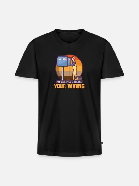 Electrician Electrical Engineer Lineman Electrical - Men's Premium Organic T-shirt with V-neck - black