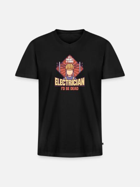 Electrician Electrical Engineer Lineman Electrical - Men's Premium Organic T-shirt with V-neck - black