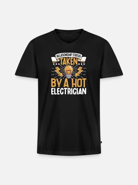 Electrician Electrical Engineer Lineman Electrical - Men's Premium Organic T-shirt with V-neck - black