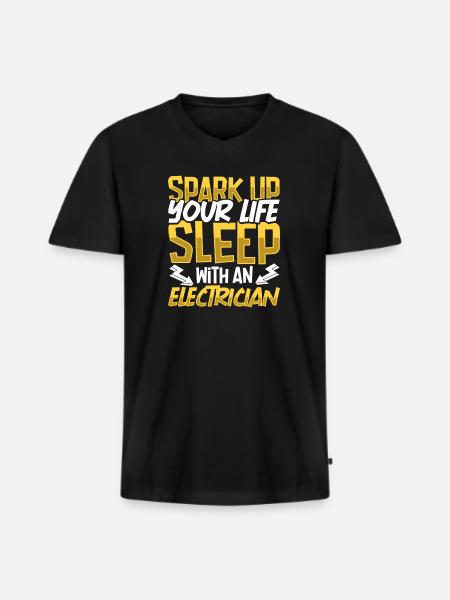 Electrician Electrical Engineer Lineman Electrical - Men's Premium Organic T-shirt with V-neck - black