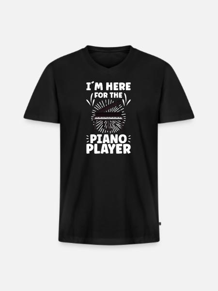 Piano Player Funny Piano Keyboard - Men's Premium Organic T-shirt with V-neck - black