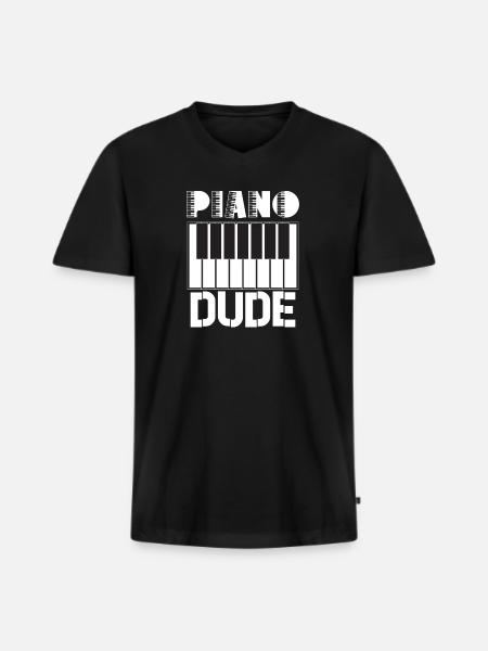 Piano Player Funny Piano Keyboard - Men's Premium Organic T-shirt with V-neck - black
