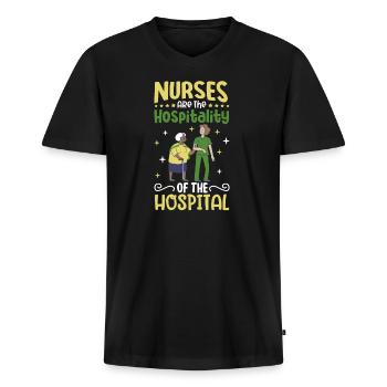 Nurse Nursing Clinic Paramedic - Men's Premium Organic T-shirt with V-neck - black - Front - Nico (187cm)