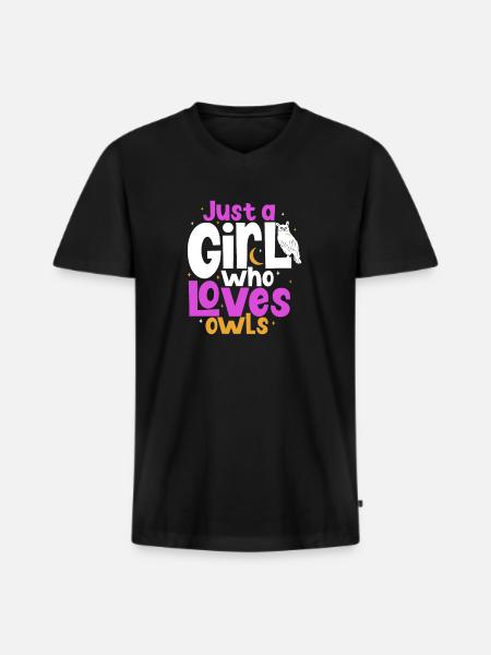 Owl Cute Owl Owl Lover just a Boy who loves owls - Men's Premium Organic T-shirt with V-neck - black