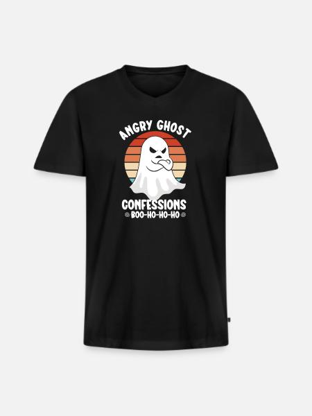 Ghostbusters Funny Ghost Angry Ghost - Men's Premium Organic T-shirt with V-neck - black