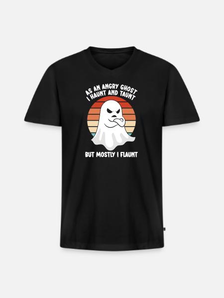 Ghostbusters Funny Ghost Angry Ghost - Men's Premium Organic T-shirt with V-neck - black