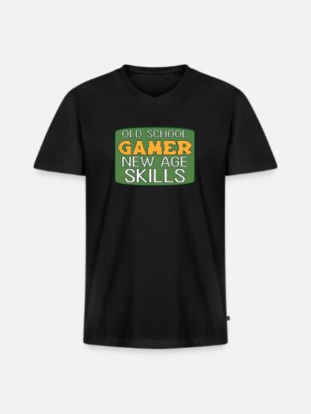 Funny retro gaming culture - Men's Premium Organic T-shirt with V-neck - black