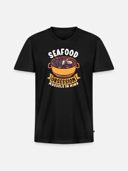 Mussels Seafood Shellfish - Men's Premium Organic T-shirt with V-neck - black