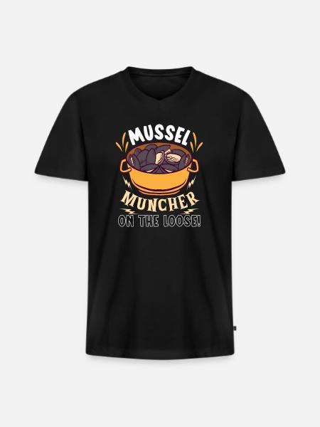 Mussels Seafood Shellfish - Men's Premium Organic T-shirt with V-neck - black
