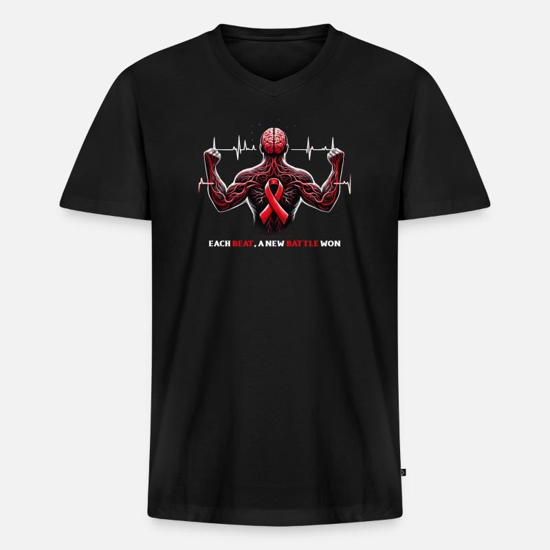 Schlaganfall-überlebende Schlaganfall-bewusstsein - Männer Premium Bio T-Shirt mit V-Ausschnitt - Schwarz