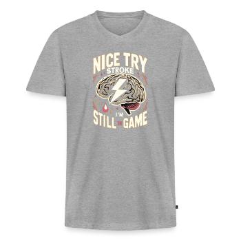 Schlaganfall-überlebende Schlaganfall-bewusstsein - Männer Premium Bio T-Shirt mit V-Ausschnitt - Grau meliert - Vorne