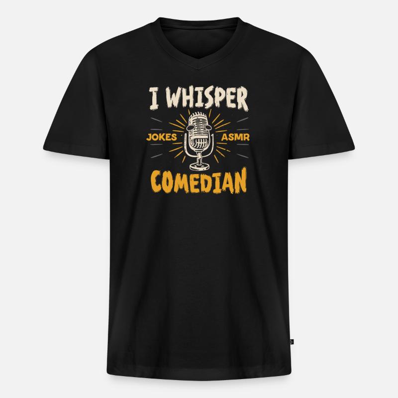Asmr Whispering Asmr Enthusiast Mindfulness - Männer Premium Bio T-Shirt mit V-Ausschnitt - Schwarz
