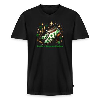 Irish Dancing Ireland Outfit Irish Music - Men's Premium Organic T-shirt with V-neck - black - Front - Nico (187cm)