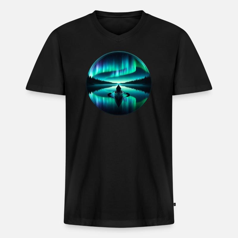 Polarlicht-aurora-verfolger Alaska Wilderness - Männer Premium Bio T-Shirt mit V-Ausschnitt - Schwarz